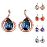 Brass Stud Earring, with CRYSTALLIZED™, Teardrop, real rose gold plated, for woman & faceted nickel, lead & cadmium free 