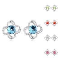 Brass Stud Earring, with CRYSTALLIZED™, Flower, platinum plated, for woman & faceted nickel, lead & cadmium free 