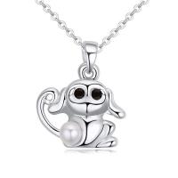 Rhinestone Brass Necklace, with 5cm extender chain, Monkey, platinum plated, oval chain & for woman & with Austria rhinestone, nickel, lead & cadmium free Approx 15.5 Inch 