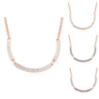 Rhinestone Brass Necklace, with 5cm extender chain, real rose gold plated, twist oval chain & for woman & with Austria rhinestone nickel, lead & cadmium free Approx 15.5 Inch 