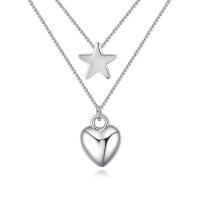 Multi слой ожерелье, Латунь, с 5cm наполнитель цепи, Сердце, покрытый платиной, твист овал & Женский & двунитевая, не содержит никель, свинец длина:Приблизительно 15 дюймовый, продается Strand