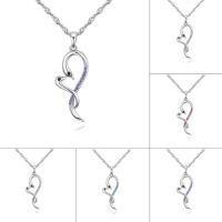 Rhinestone Brass Necklace, with 5cm extender chain, Swan, platinum plated, Singapore chain & for woman & with Austria rhinestone nickel, lead & cadmium free Approx 15.5 Inch 