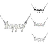 Rhinestone Brass Necklace, with 5cm extender chain, Letter, word happy, platinum plated, oval chain & for woman & with Austria rhinestone nickel, lead & cadmium free Approx 15.5 Inch 