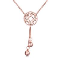 Brass Jewelry Necklace, with 5cm extender chain, Flat Round, real rose gold plated, twist oval chain & for woman, nickel, lead & cadmium free Approx 14 Inch 