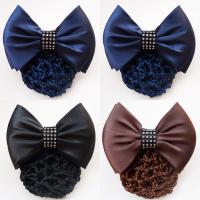 Polyester Hair Jewelry Flower, with Iron, for woman & with rhinestone 