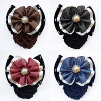 Polyester Hair Jewelry Flower, with Lace & Velveteen & Plastic Pearl & Iron, for woman & with rhinestone 
