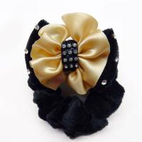 Velveteen Hair Jewelry Elastic, with Lace & Satin Ribbon & Zinc Alloy, plated, iron-on & for woman & with rhinestone 