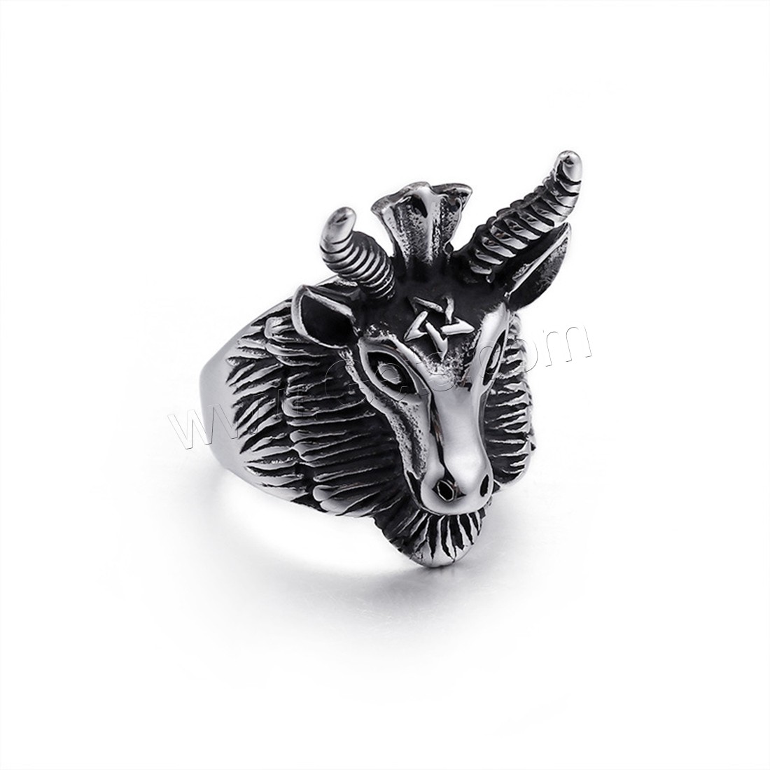 Stainless Steel Finger Ring, Titanium Steel, Sheep, different size for choice & for man & blacken, 5mm, Sold By PC