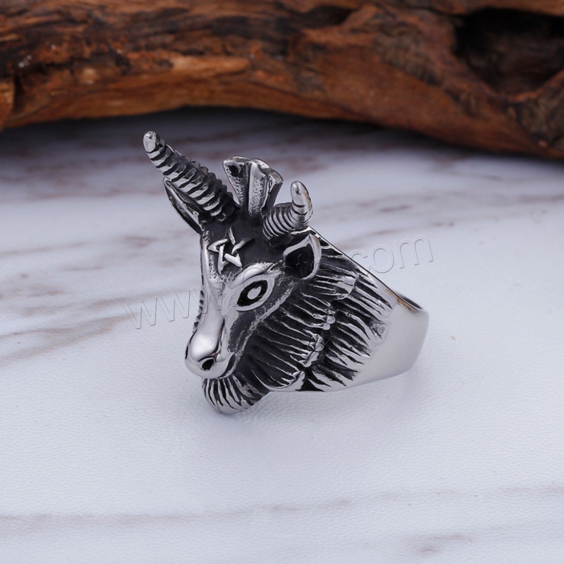 Stainless Steel Finger Ring, Titanium Steel, Sheep, different size for choice & for man & blacken, 5mm, Sold By PC