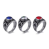 Cubic Zirconia Stainless Steel Finger Ring, Titanium Steel, Unisex & with cubic zirconia & blacken 18mm 