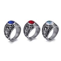 Cubic Zirconia Stainless Steel Finger Ring, Titanium Steel, Unisex & with cubic zirconia & blacken 6mm 