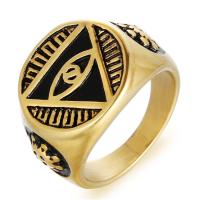 Titanium Steel Finger Ring, gold color plated, polished & for man & blacken, 18mm 