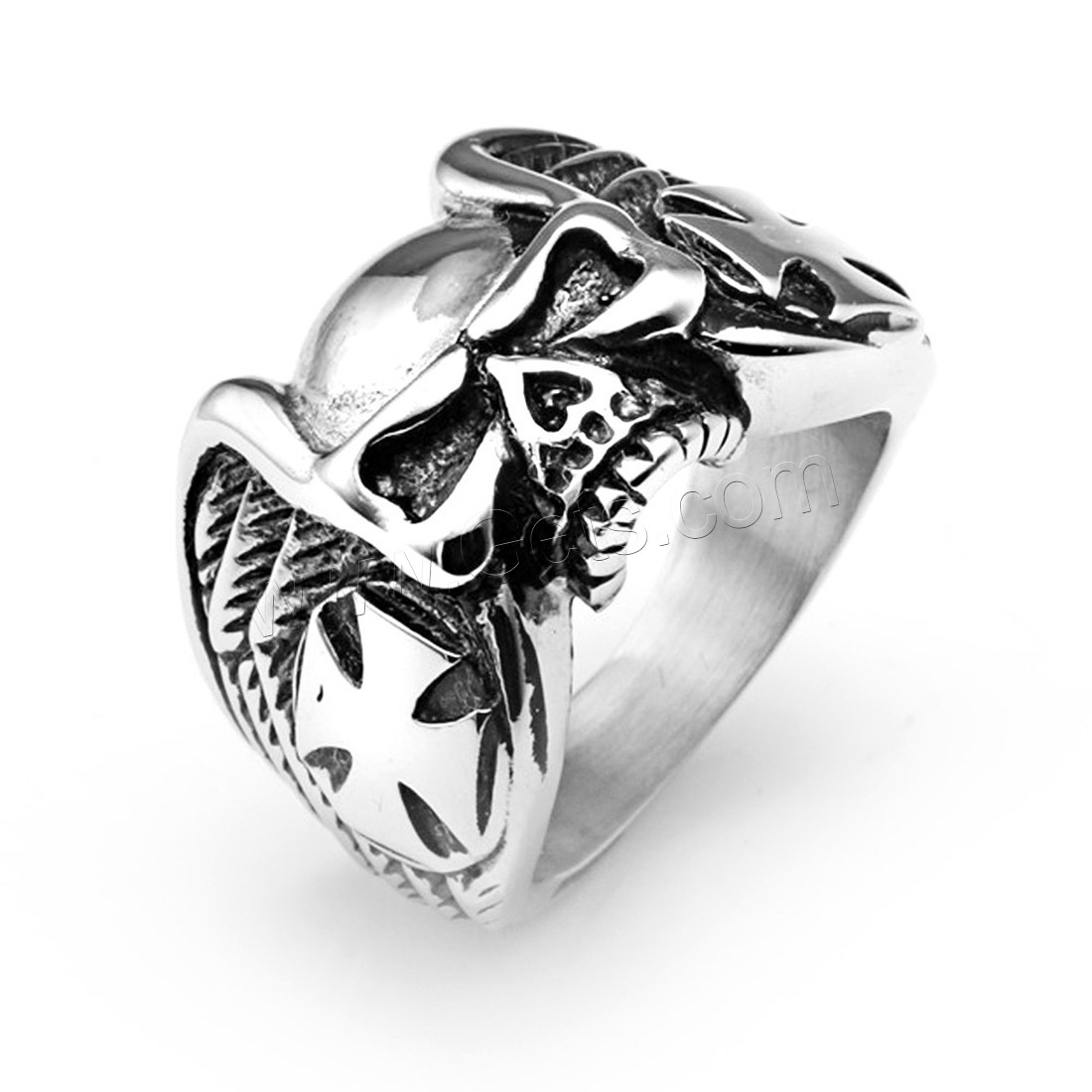 Titanium Steel Finger Ring, Skull, polished, different size for choice & for man & blacken, 18mm, Sold By PC