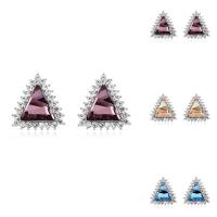 Brass Stud Earring, with CRYSTALLIZED™, Triangle, platinum plated, for woman & faceted nickel, lead & cadmium free 