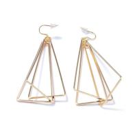 Brass Drop Earring, Triangle, gold color plated, for woman, nickel, lead & cadmium free, 94mm 