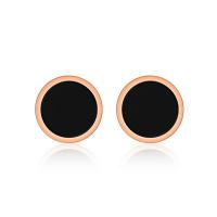Stainless Steel Stud Earring, with Acrylic, stainless steel post pin, Flat Round, rose gold color plated & for woman 