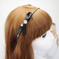 Hair Bands, Satin Ribbon, with Crystal & Zinc Alloy, Bowknot, for woman & faceted & with rhinestone 