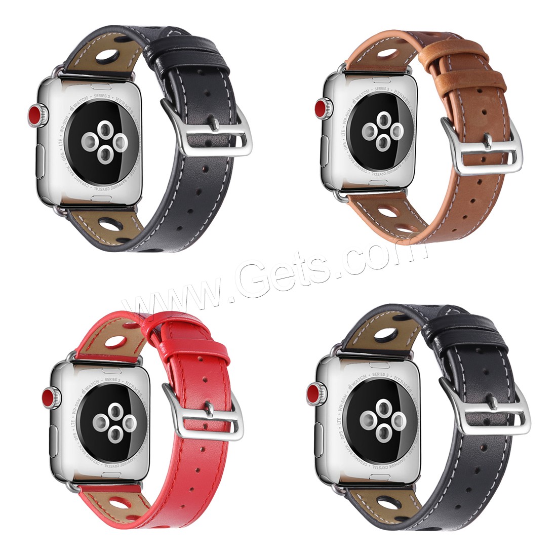 Cuir bracelet de montre, avec acier inoxydable, normes différentes pour le choix, plus de couleurs à choisir, Longueur:Environ 6.5-8 pouce, Vendu par PC