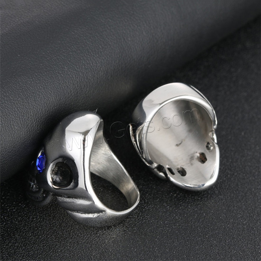 Нержавеющая сталь Человек палец кольцо, титан, Череп, полированный, разный размер для выбора & Мужский & со стразами & чернеют, Много цветов для выбора, 30mm, продается PC