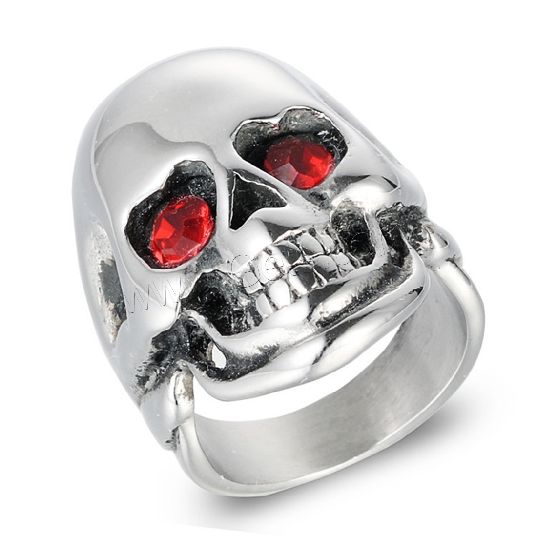 Нержавеющая сталь Человек палец кольцо, титан, Череп, полированный, разный размер для выбора & Мужский & со стразами & чернеют, Много цветов для выбора, 30mm, продается PC