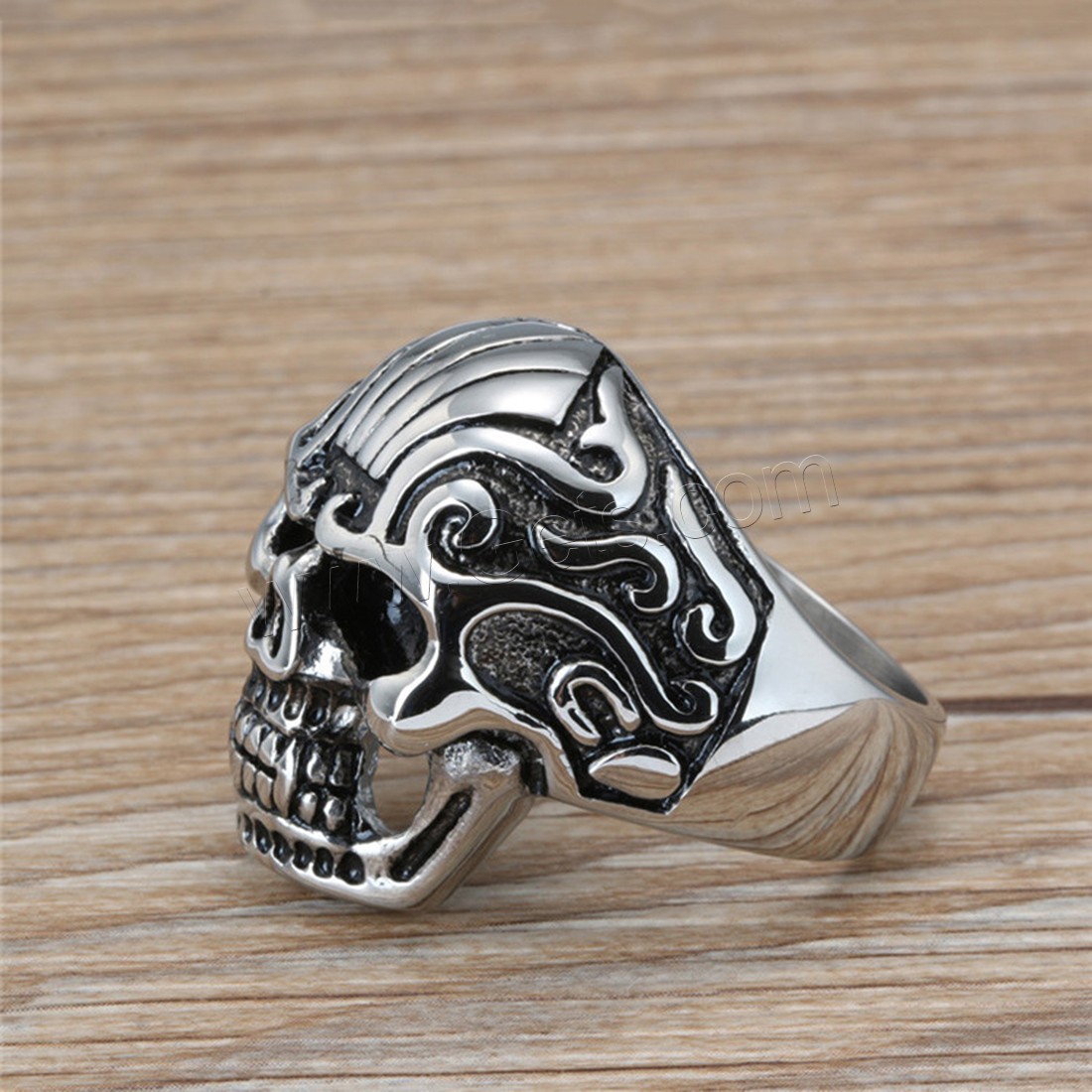 Titanium Steel Finger Ring, Skull, polished, different size for choice & for man & blacken, 31mm, Sold By PC