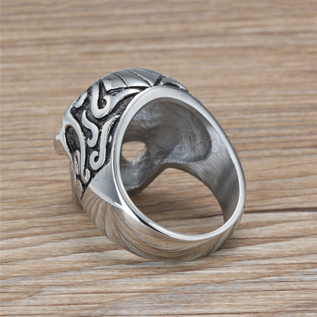 Titanium Steel Finger Ring, Skull, polished, different size for choice & for man & blacken, 31mm, Sold By PC