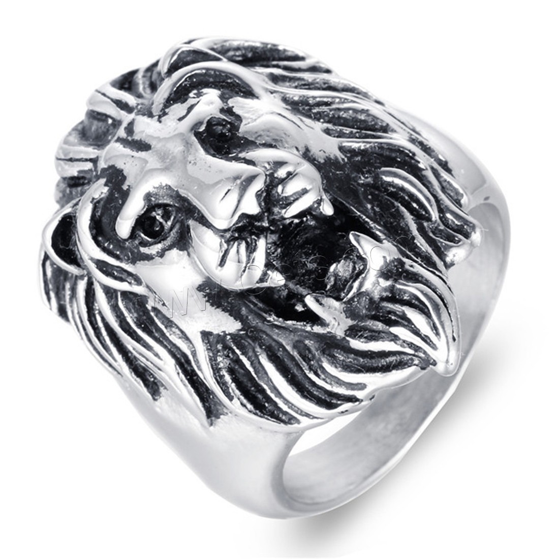 Titanium Steel Finger Ring, Lion, polished, different size for choice & for man & blacken, 35mm, Sold By PC