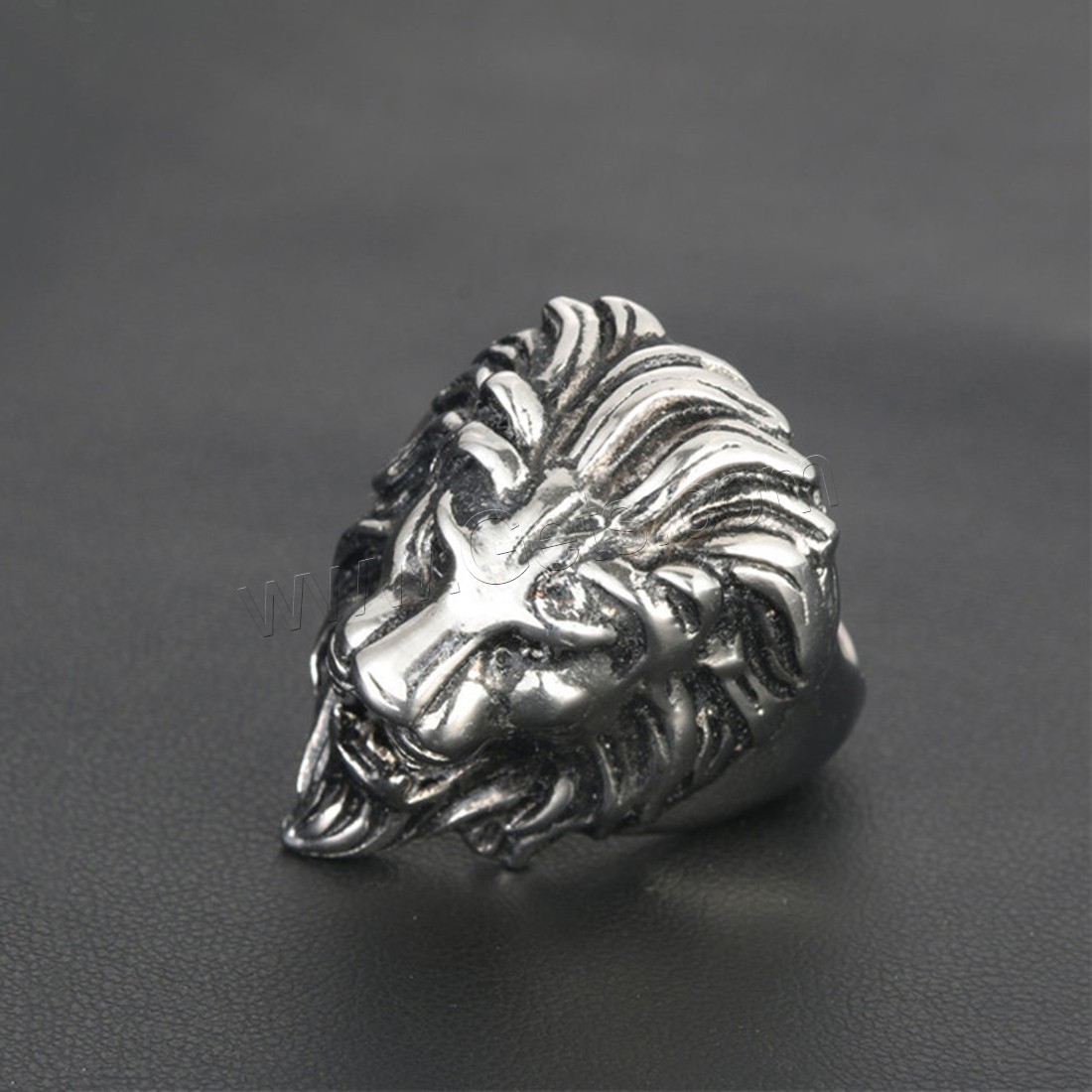Titanium Steel Finger Ring, Lion, polished, different size for choice & for man & blacken, 35mm, Sold By PC