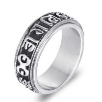 Titanium Steel Finger Ring, polished & for man & blacken, 8mm 