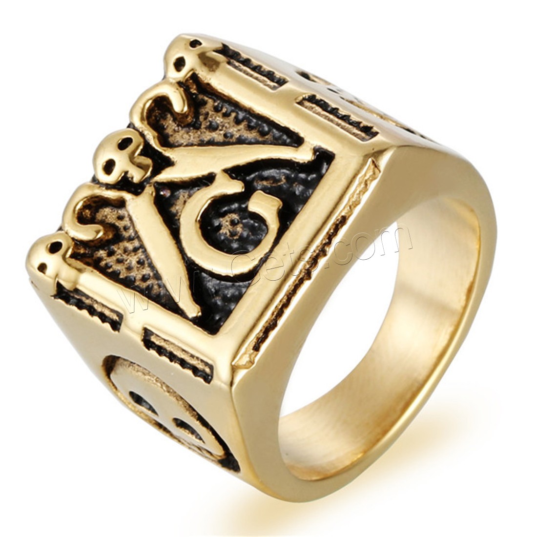Titanium Steel Finger Ring, gold color plated, polished & different size for choice & for man & blacken, 17mm, Sold By PC