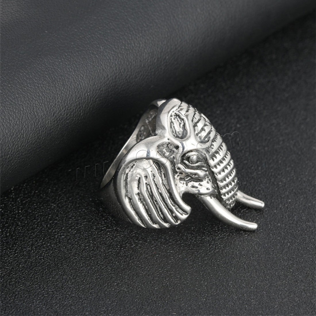 Titanium Steel Finger Ring, Elephant, polished, different size for choice & for man & blacken, 32mm, Sold By PC