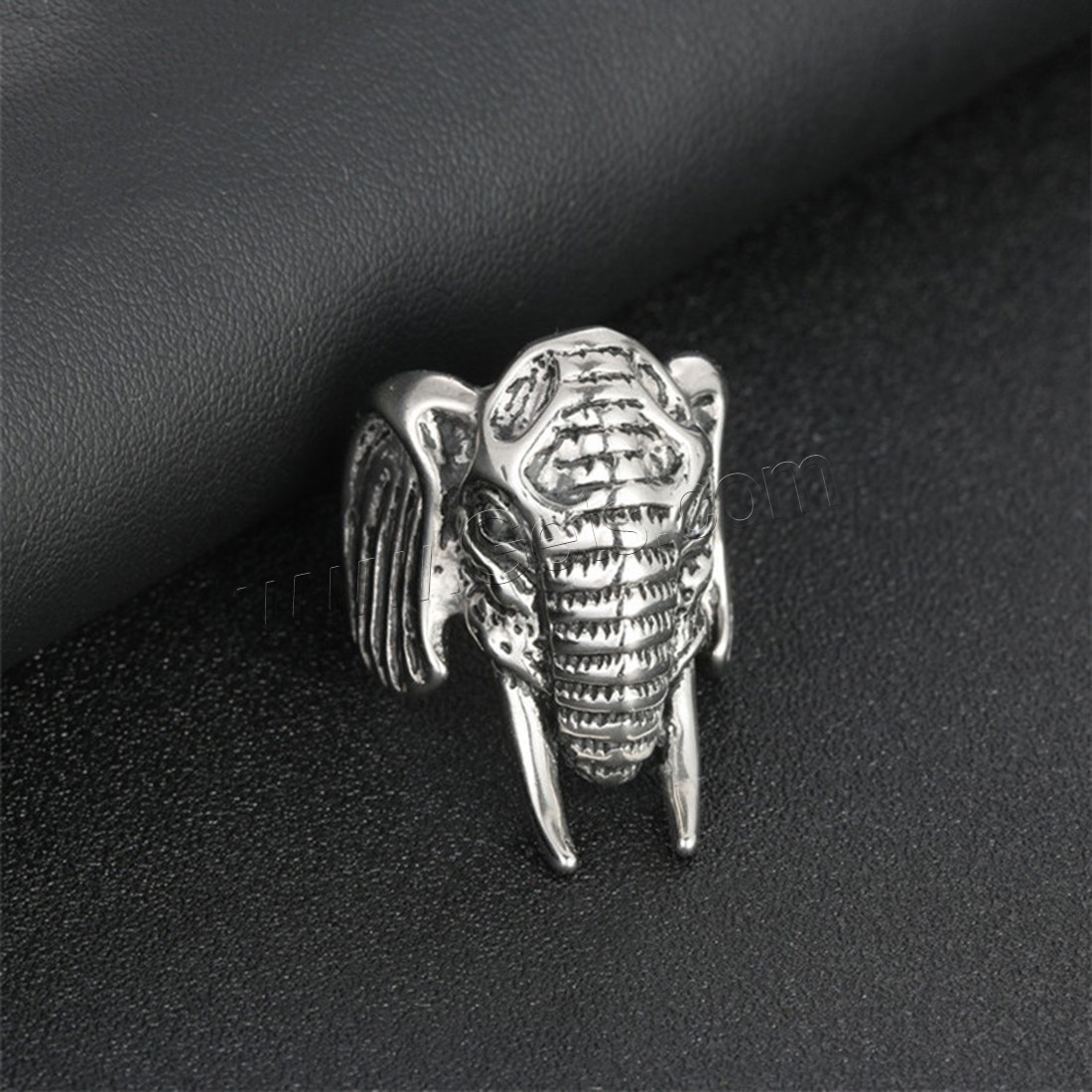 Titanium Steel Finger Ring, Elephant, polished, different size for choice & for man & blacken, 32mm, Sold By PC