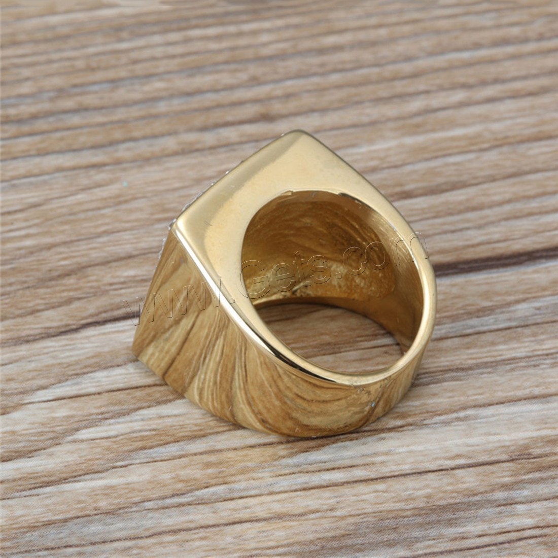 Титан Сталь палец кольцо, титан, с клей, 18K золотым напылением, Мужская & разный размер для выбора, 19mm, продается PC