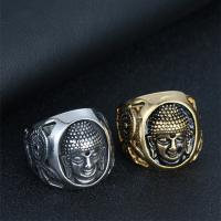 Titanium Steel Finger Ring, Buddha, plated, Unisex & with rhinestone 23mm 
