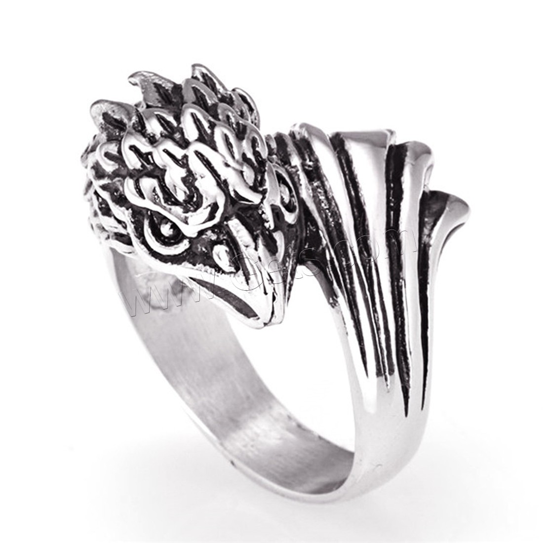 Титан Сталь палец кольцо, титан, Орел, полированный, разный размер для выбора & Мужский & чернеют, 22mm, продается PC