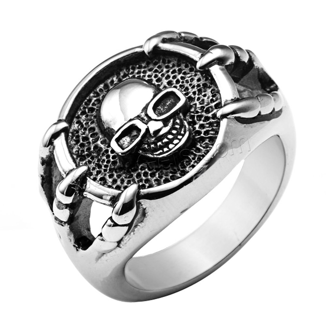 Titanium Steel Finger Ring, Skull, polished, different size for choice & for man & blacken, 20mm, Sold By PC
