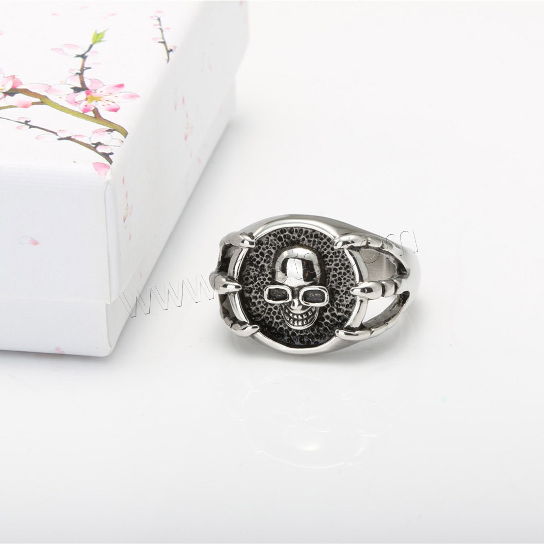 Титан Сталь палец кольцо, титан, Череп, полированный, разный размер для выбора & Мужский & чернеют, 20mm, продается PC