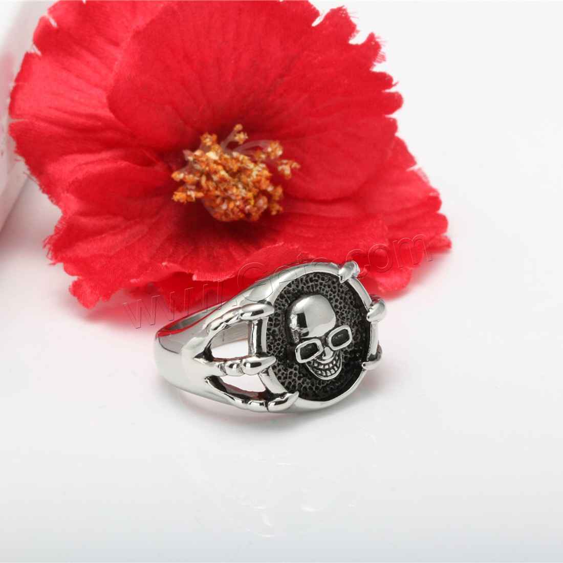Титан Сталь палец кольцо, титан, Череп, полированный, разный размер для выбора & Мужский & чернеют, 20mm, продается PC