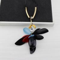 Acrylic Necklace, with PU Leather & Zinc Alloy, gold color plated, for woman, 420mm Approx 16.5 Inch 