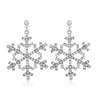 Zinc Alloy Drop Earring, Snowflake, silver color plated, for woman & with cubic zirconia 