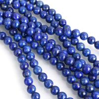 Natürlichen Lapislazuli Perlen, natürlicher Lapislazuli, rund, Bohrung:ca. 1mm, Länge:ca. 15.5 ZollInch, verkauft von Strang
