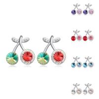 Brass Stud Earring, with CRYSTALLIZED™, Cherry, platinum plated, for woman & faceted nickel, lead & cadmium free 