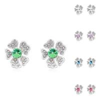 Brass Stud Earring, with CRYSTALLIZED™, Flower, platinum plated, for woman & faceted nickel, lead & cadmium free 
