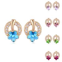 Brass Stud Earring, with CRYSTALLIZED™, Flower, real rose gold plated, for woman & faceted nickel, lead & cadmium free 