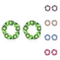 Brass Stud Earring, with CRYSTALLIZED™, Donut, platinum plated, for woman & faceted nickel, lead & cadmium free 