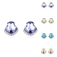 Brass Stud Earring, with CRYSTALLIZED™, Shell, platinum plated, for woman & faceted nickel, lead & cadmium free 