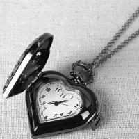 Uhr-Halskette, Zinklegierung, mit Glas, Herz, plattiert, unisex & Twist oval & hohl, keine, 38mm, Länge:ca. 31.5 ZollInch, verkauft von Strang