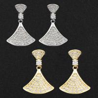 Brass Drop Earring, Ginkgo Leaf, plated, micro pave cubic zirconia & for woman nickel, lead & cadmium free 
