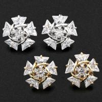 Cubic Zirconia Micro Pave Brass Earring, Snowflake, plated, micro pave cubic zirconia & for woman, nickel, lead & cadmium free 
