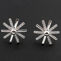 Brass Stud Earring, Flower, silver color plated, micro pave cubic zirconia & for woman, nickel, lead & cadmium free 